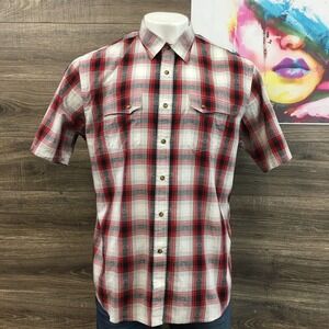 Pendleton‎ Plaid Short Sleeve Western Button Up Shirt Men's XL Red Black White